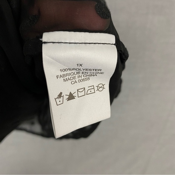 Penningtons Polkadot Sheer Blouse Sz 1X Black Long Sleeve - Picture 7 of 9